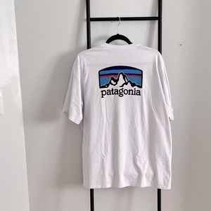 Patagonia T-shirt White Shirt Mountains Camping Shirt Men Women Unisex Like new